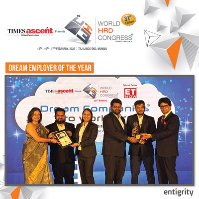 Entigrity récompensée par le prix « Dream Companies to Work For » et le prix de la « Meilleure marque employeur » par le World HRD Congress